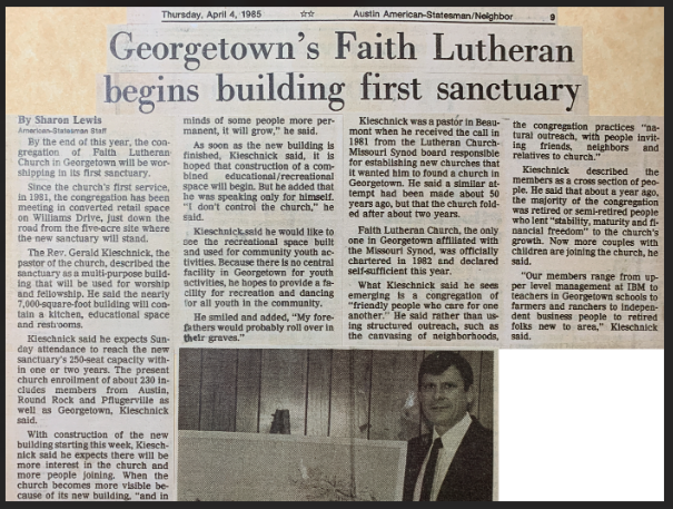GEorgetown's Faith Lutheran begins building first sanctuary